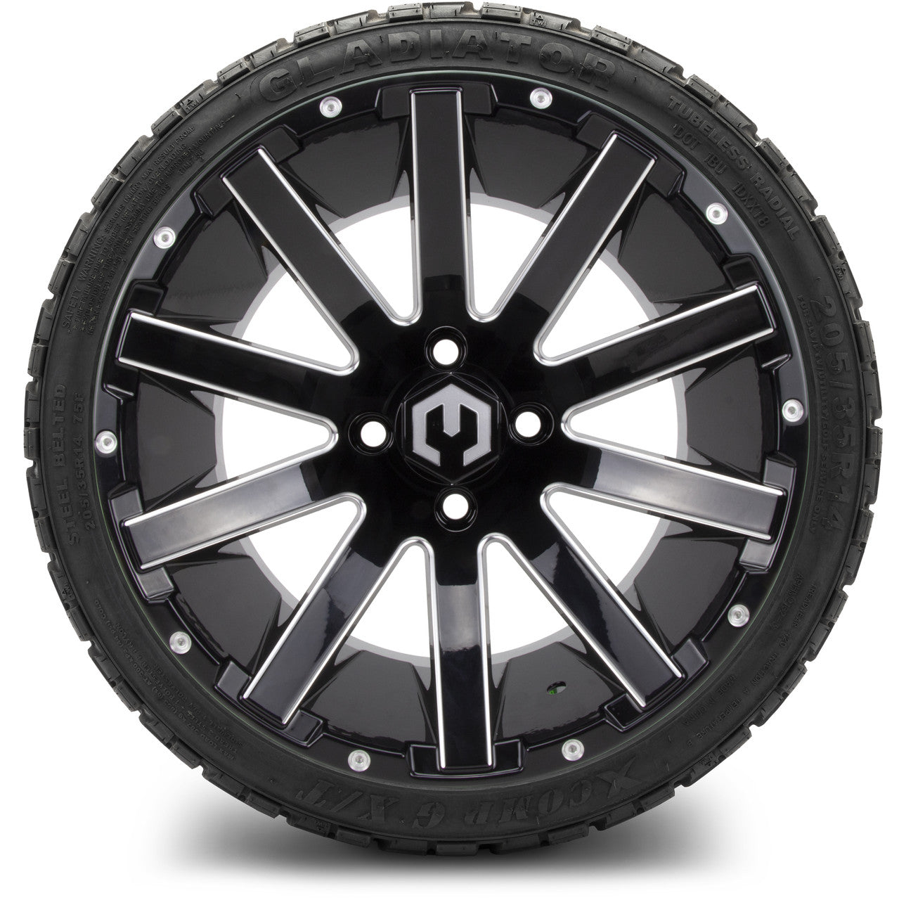 MODZ® 14" Mauler Glossy Black with Ball Mill Wheels & Off-Road Tires Combo