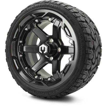 MODZ® 14" Gladiator Glossy Black Wheels and Off-Road Tires Combo