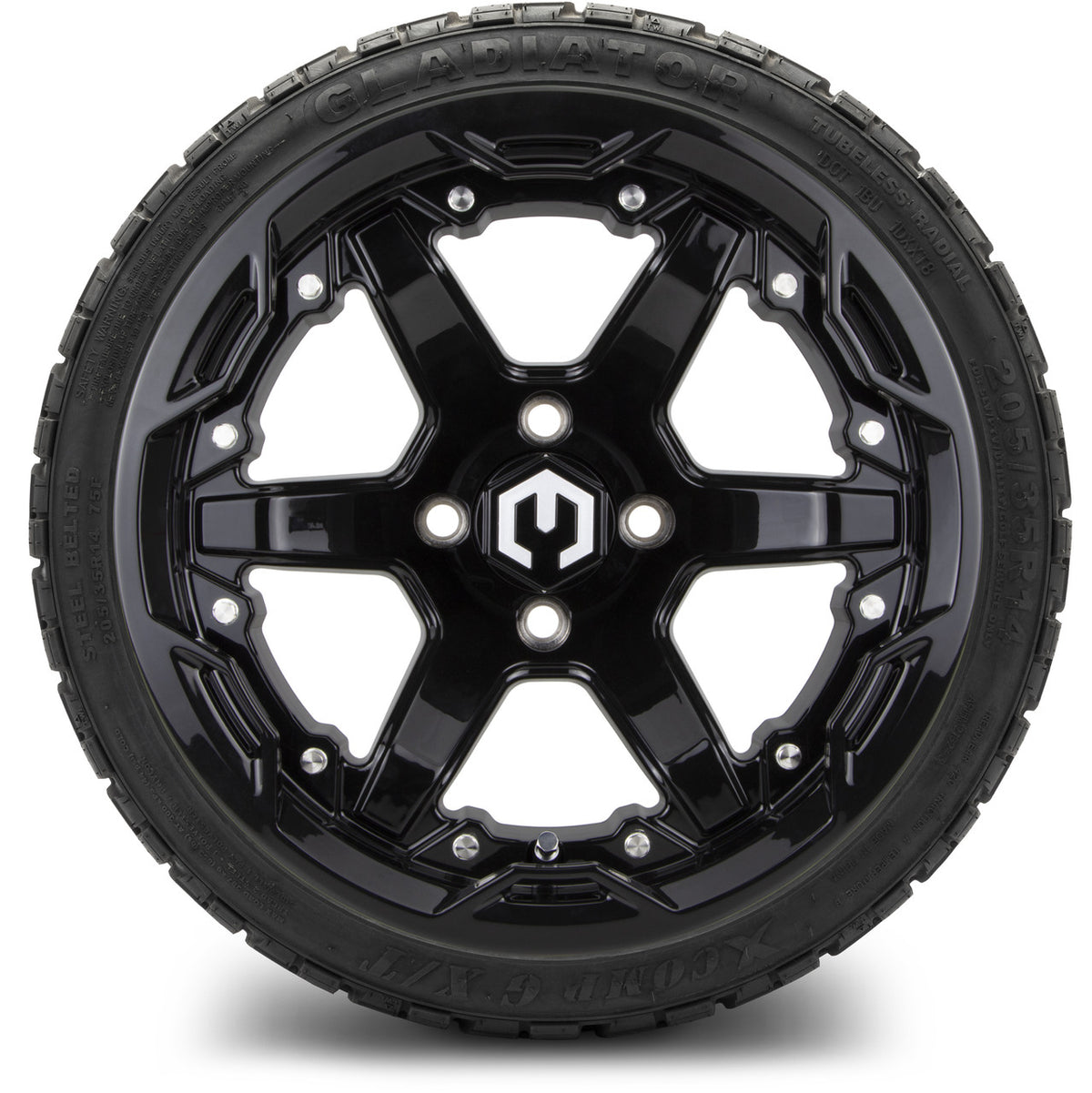 MODZ® 14" Gladiator Glossy Black Wheels and Off-Road Tires Combo