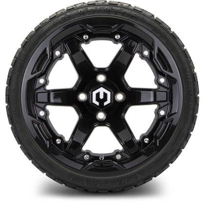 MODZ® 14" Gladiator Glossy Black Wheels and Off-Road Tires Combo