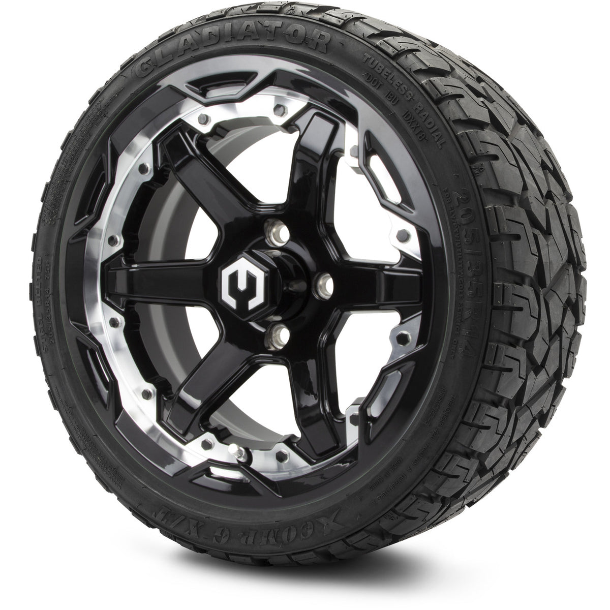 MODZ® 14" Gladiator Machine & Black Wheels and Off-Road Tires Combo