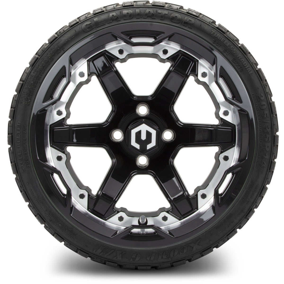 MODZ® 14" Gladiator Machine & Black Wheels and Off-Road Tires Combo