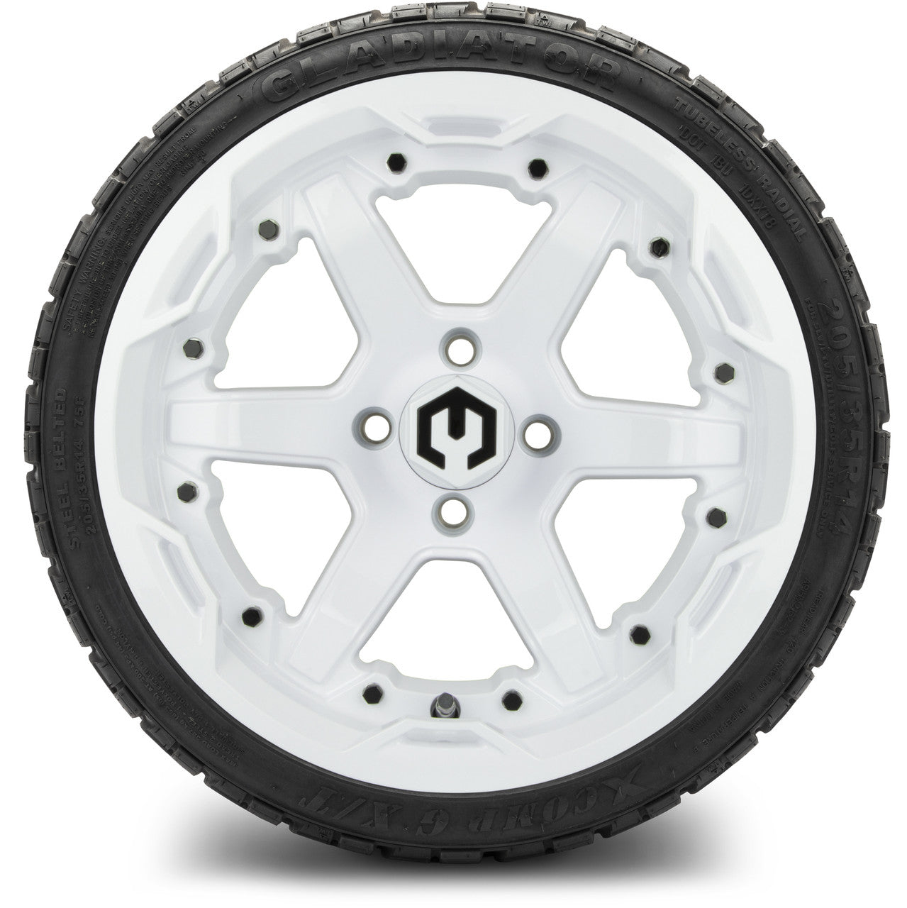 MODZ® 14" Gladiator Glossy White Wheels & Off-Road Tires Combo