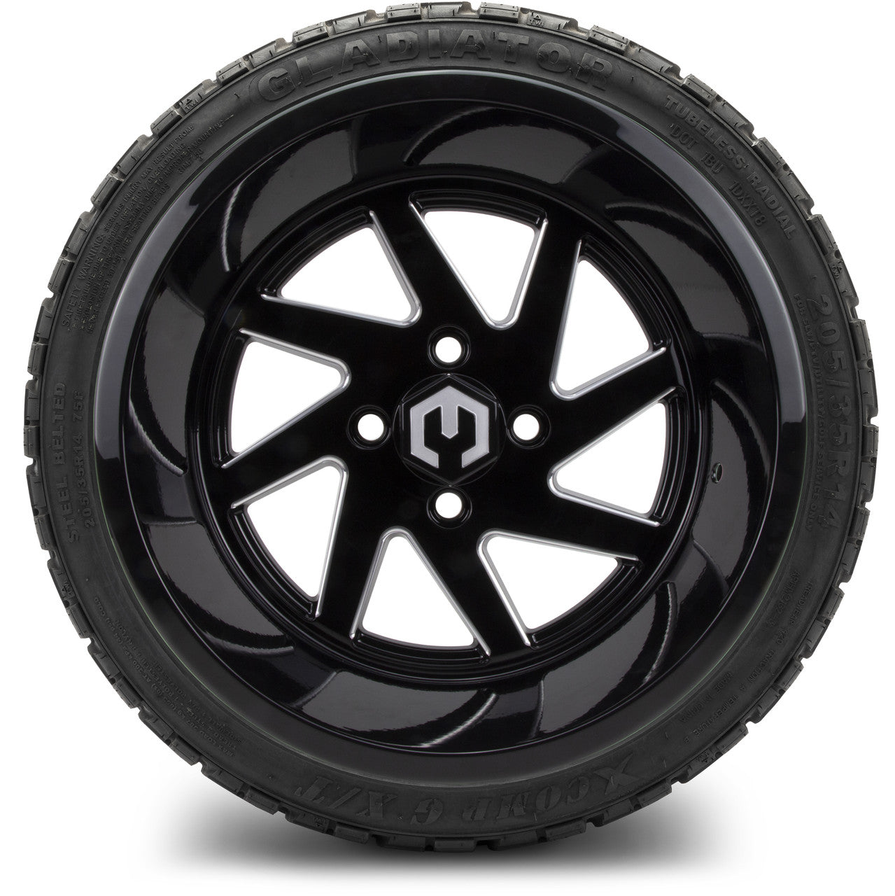 MODZ® 14" Fury Glossy Black with Ball Mill Wheels & Off-Road Tires Combo