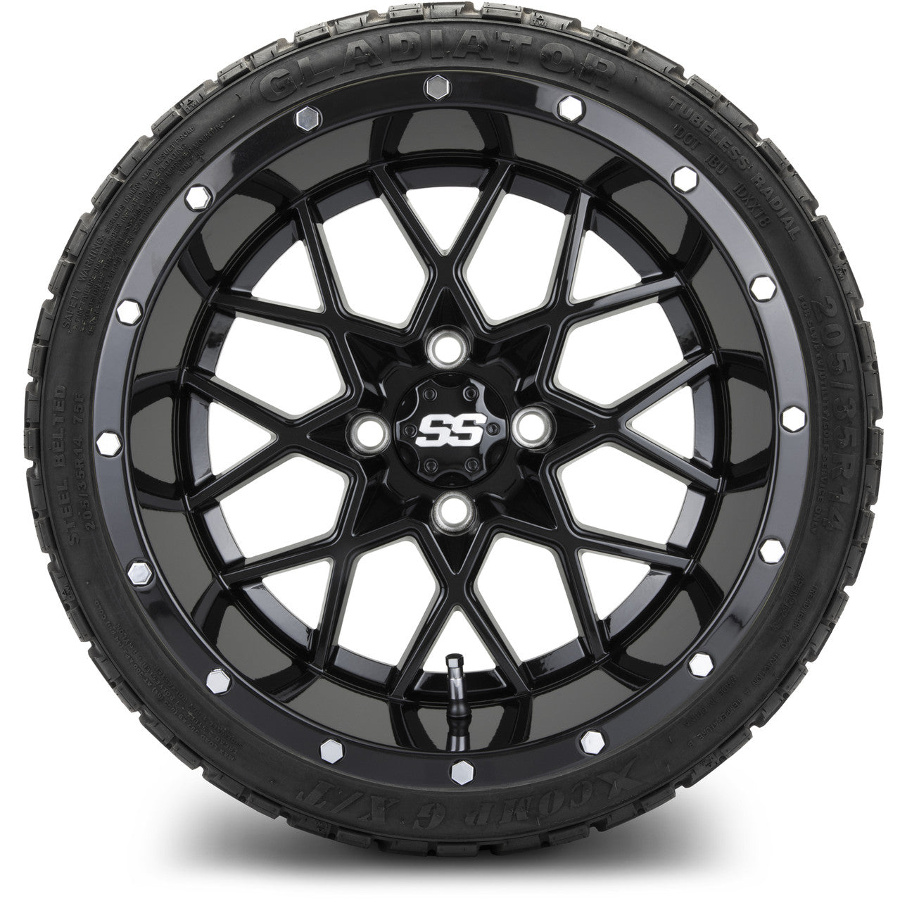 MODZ® 14" Vortex Glossy Black Wheels & Off-Road Tires Combo