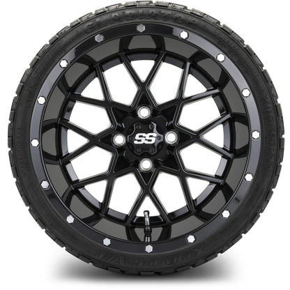 MODZ® 14" Vortex Glossy Black Wheels & Off-Road Tires Combo