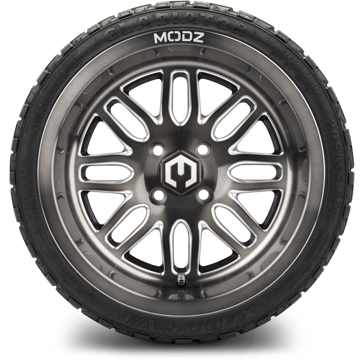 MODZ® 14" Mayhem Brushed Gunmetal with Ball Mill Wheels & Off-Road Tires Combo