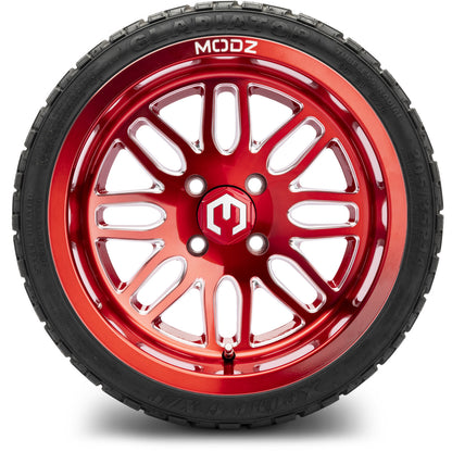 MODZ® 14" Mayhem Brushed Red with Ball Mill Wheels & Off-Road Tires Combo