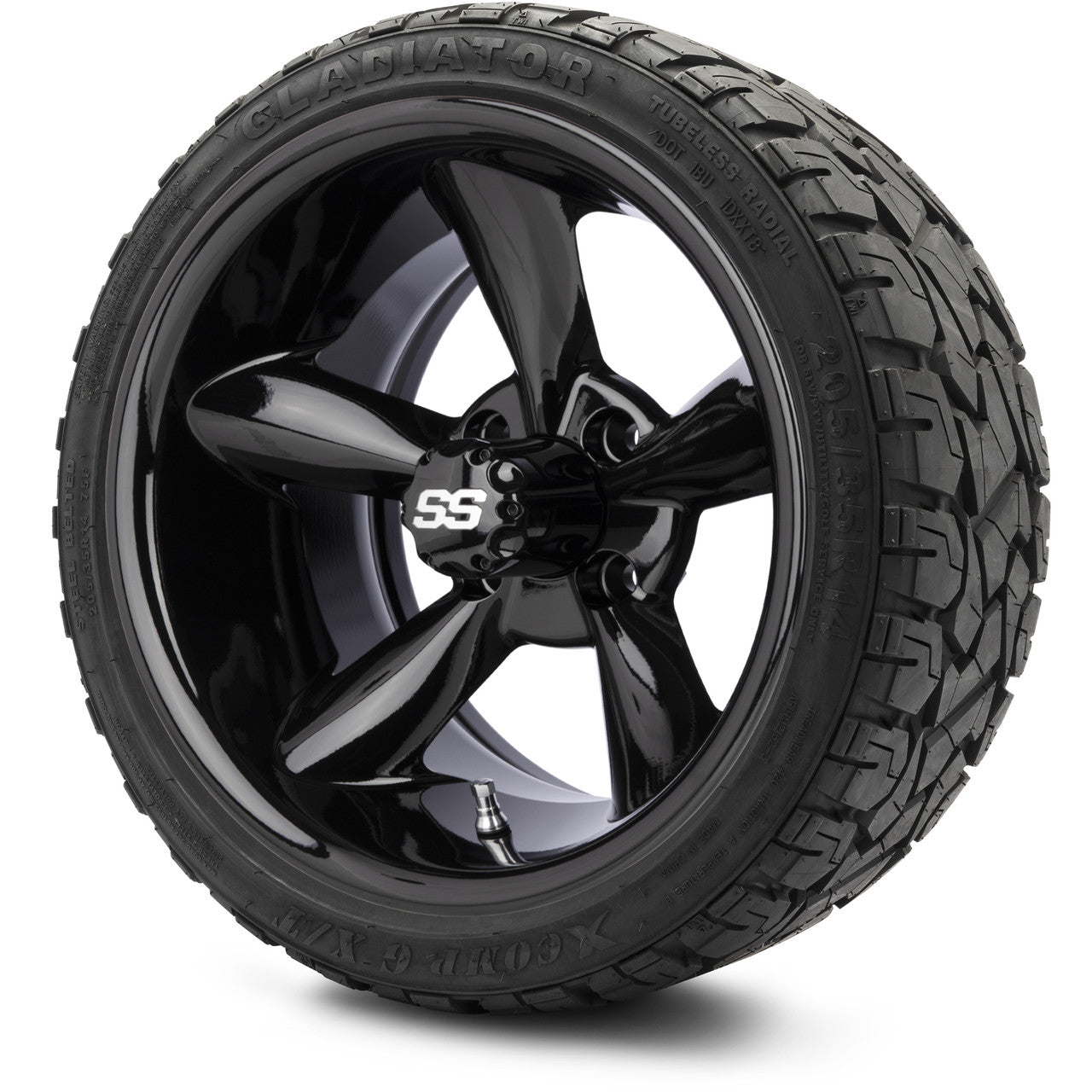 MODZ® 14" Godfather Glossy Black Wheels & Off-Road Tires Combo