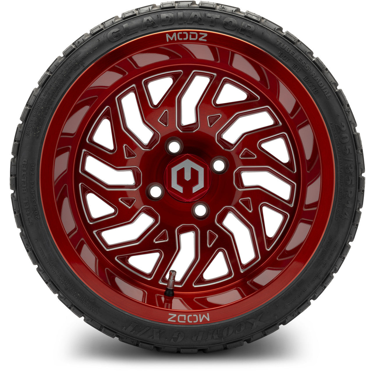 MODZ® 14" Carnage Brushed Red with Ball Mill Wheels & Off-Road Tires Combo