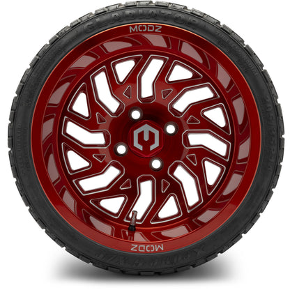 MODZ® 14" Carnage Brushed Red with Ball Mill Wheels & Off-Road Tires Combo