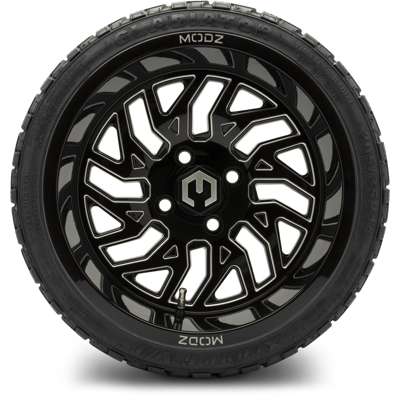 MODZ® 14" Carnage Glossy Black with Ball Mill Wheels & Off-Road Tires Combo