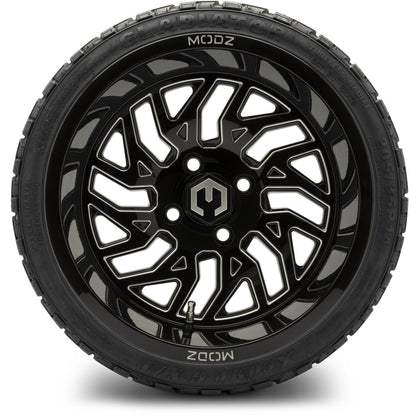 MODZ® 14" Carnage Glossy Black with Ball Mill Wheels & Off-Road Tires Combo