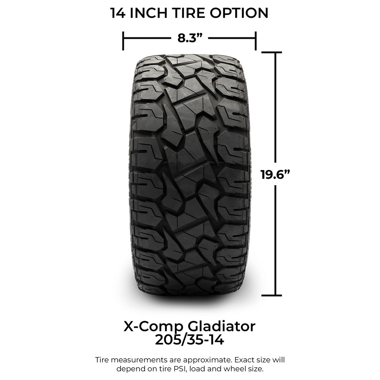 MODZ® 14" Falcon Silver Wheels & Off-Road Tires Combo