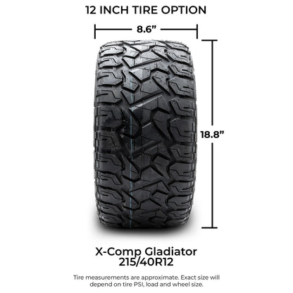 MODZ® 12" Steel D-Window Glossy Black Wheels & Off-Road Tires Combo