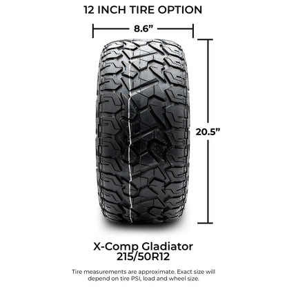 MODZ® 12" Mauler Glossy Black with Ball Mill Wheels & Off-Road Tires Combo