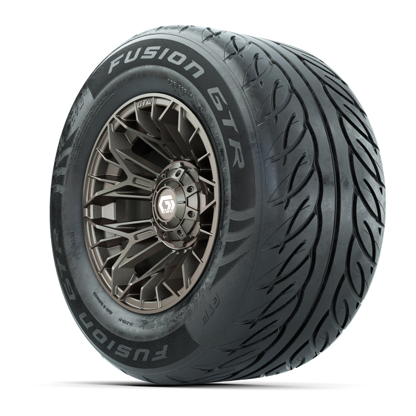GTW® Stellar Matte Bronze 12 in Wheels with 255/55-R12 Fusion GTR Steel Belt Radial Street Tires - Full Set