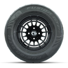 GTW® Boost Gloss Black 12 in Wheels with 255/55-R12 Fusion GTR Steel Belt Radial Street Tires - Full Set