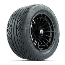 GTW® Boost Gloss Black 14 in Wheels with 255/45-R14 Fusion GTR Steel Belt Radial Street Tires – Full Set