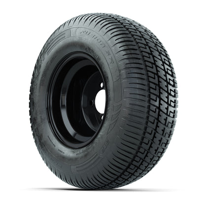 Set of (4) 10 in Black Steel Offset Wheels with 205/65-10 Fusion Street Tires