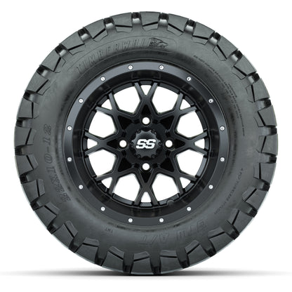 GTW® Vortex 2 Matte Black/Machined 12 in Wheels with 22X10-12 Timberwolf All-Terrain Tires – Full Set