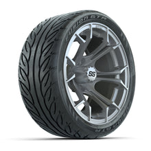 GTW® Spyder Silver Brush 14 in Wheels with 205/40-R14 Fusion GTR Steel Belt Radial Street Tires – Full Set