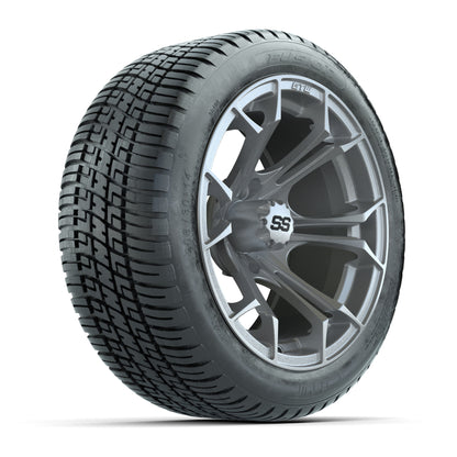GTW® Spyder Silver Brush 14 in Wheels with 205/30-R14 Fusion Street Tires – Full Set