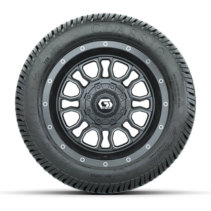 GTW® Volt Gunmetal 12 in Wheels with 215/40-12 Excel Classic Street Tires – Full Set