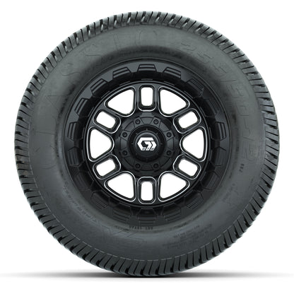 GTW® Titan Black/Machined 12 in Wheels with 255/50-12 Excel Classic Street Tires – Full Set