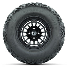 GTW® Boost Gloss Black 12 in Wheels with 25X10-12 Barrage Mud Tires – Full Set