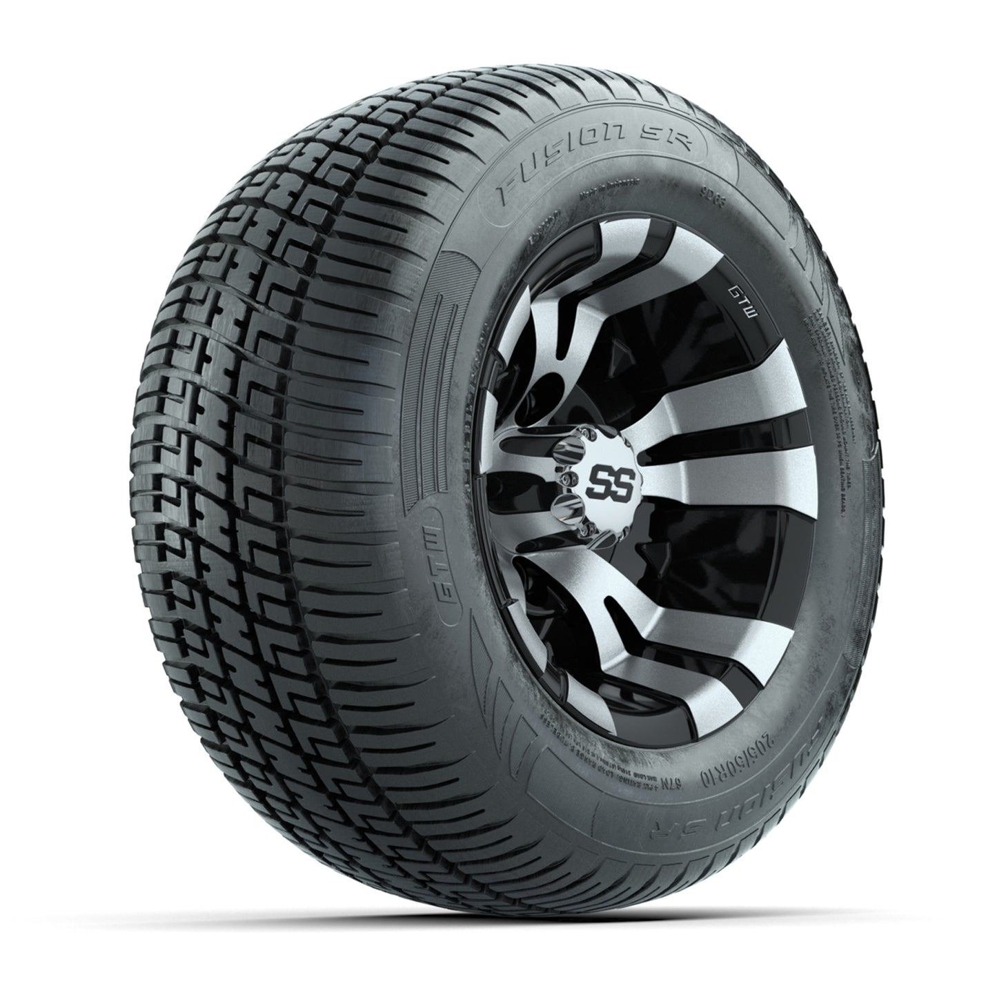 GTW Vampire Black/Machined 10 in Wheels with 205/50-R10 Fusion S/R Radial Steel Belt Street Tires - Full Set