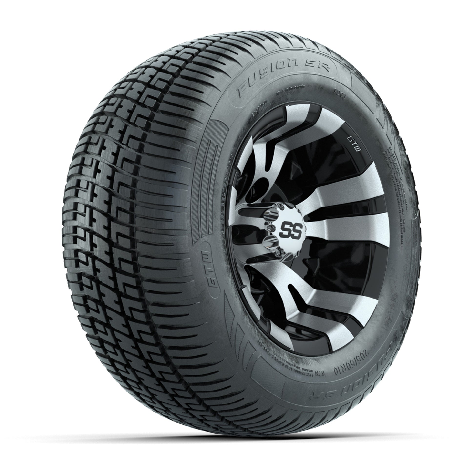 GTW Vampire Black/Machined 10 in Wheels with 205/50-R10 Fusion S/R Radial Steel Belt Street Tires - Full Set