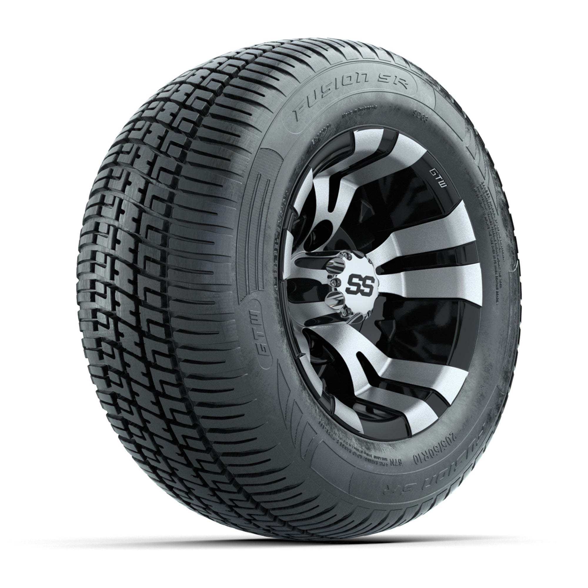 GTW Vampire Black/Machined 10 in Wheels with 205/50-R10 Fusion S/R Radial Steel Belt Street Tires - Full Set