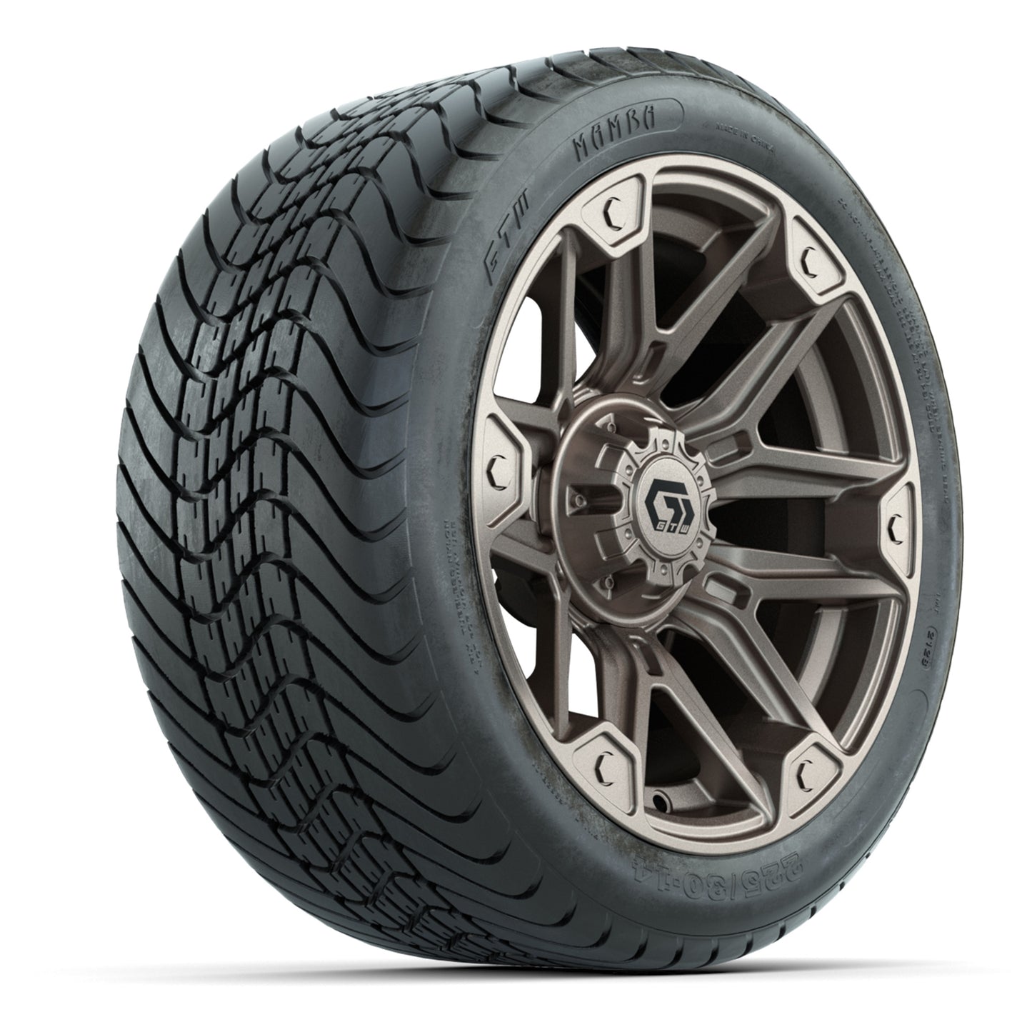 GTW Graffiti Bronze/Black 14 in Wheels with 225/30-14 Mamba Street Tires – Full Set