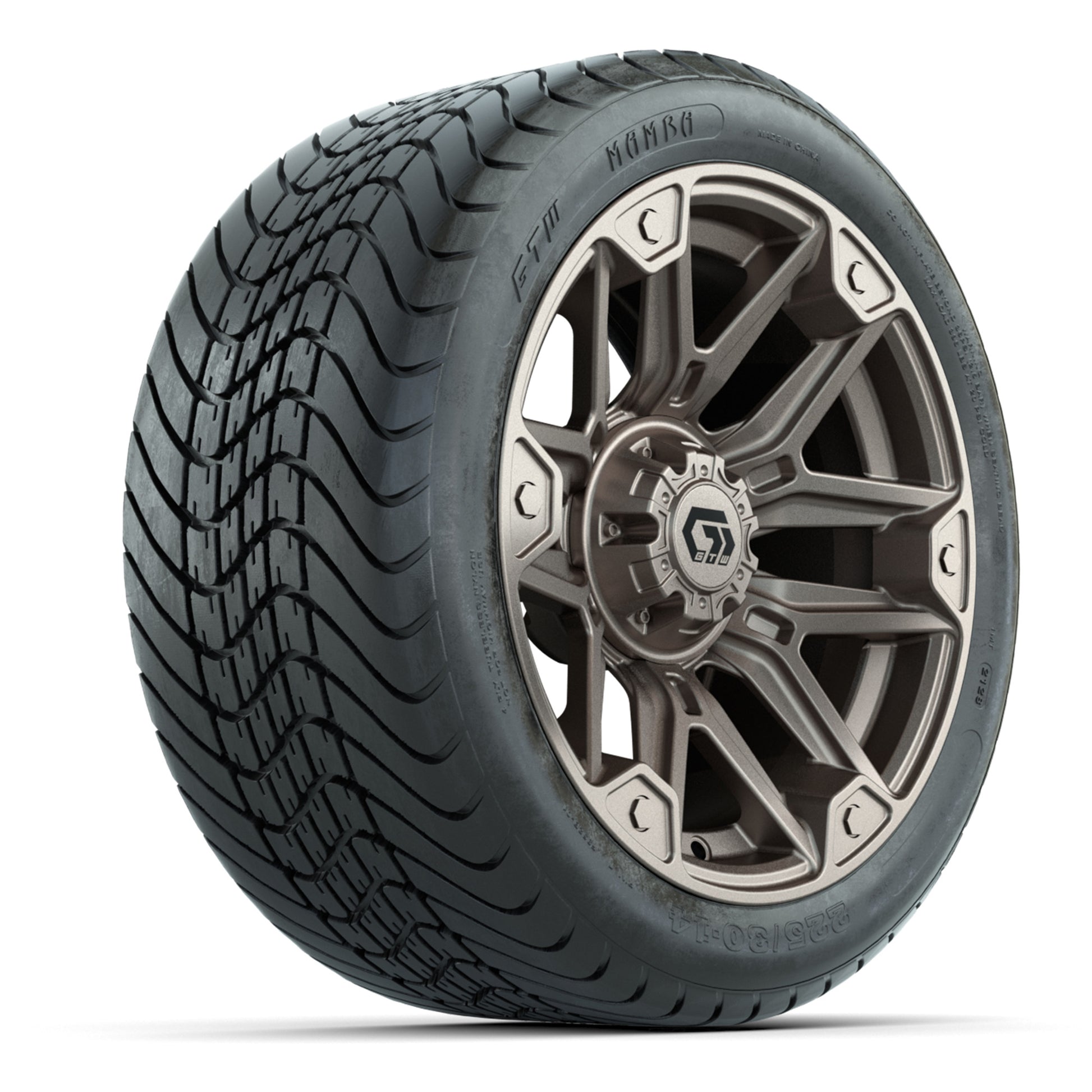 GTW Graffiti Bronze/Black 14 in Wheels with 225/30-14 Mamba Street Tires – Full Set
