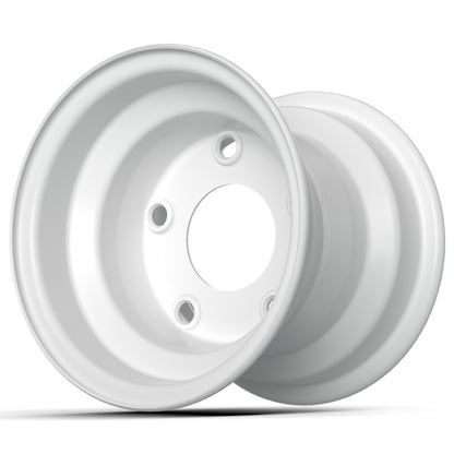 8x3.75 White Steel Wheel (Centered - 5 Hole)