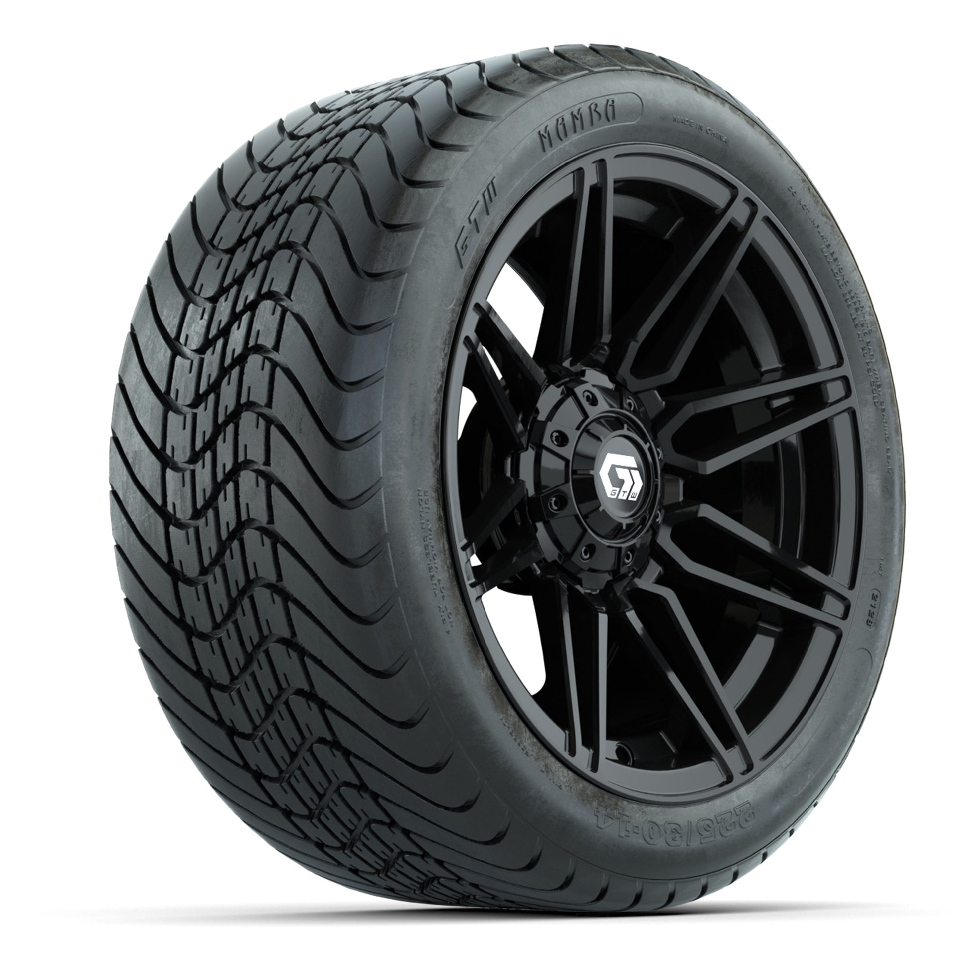 GTW Stealth Gloss Black 14 in Wheels with 225/30-14 Mamba Street Tires – Full Set