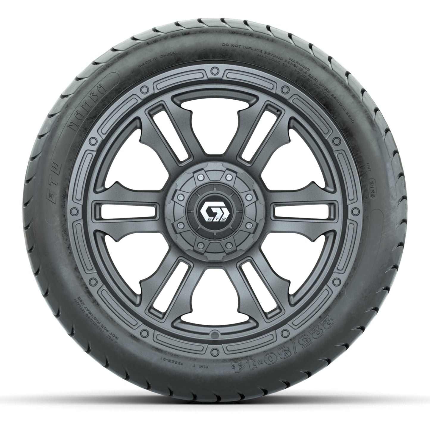 GTW Shogun Gunmetal 14 in Wheels with 225/30-14 Mamba Street Tires – Full Set