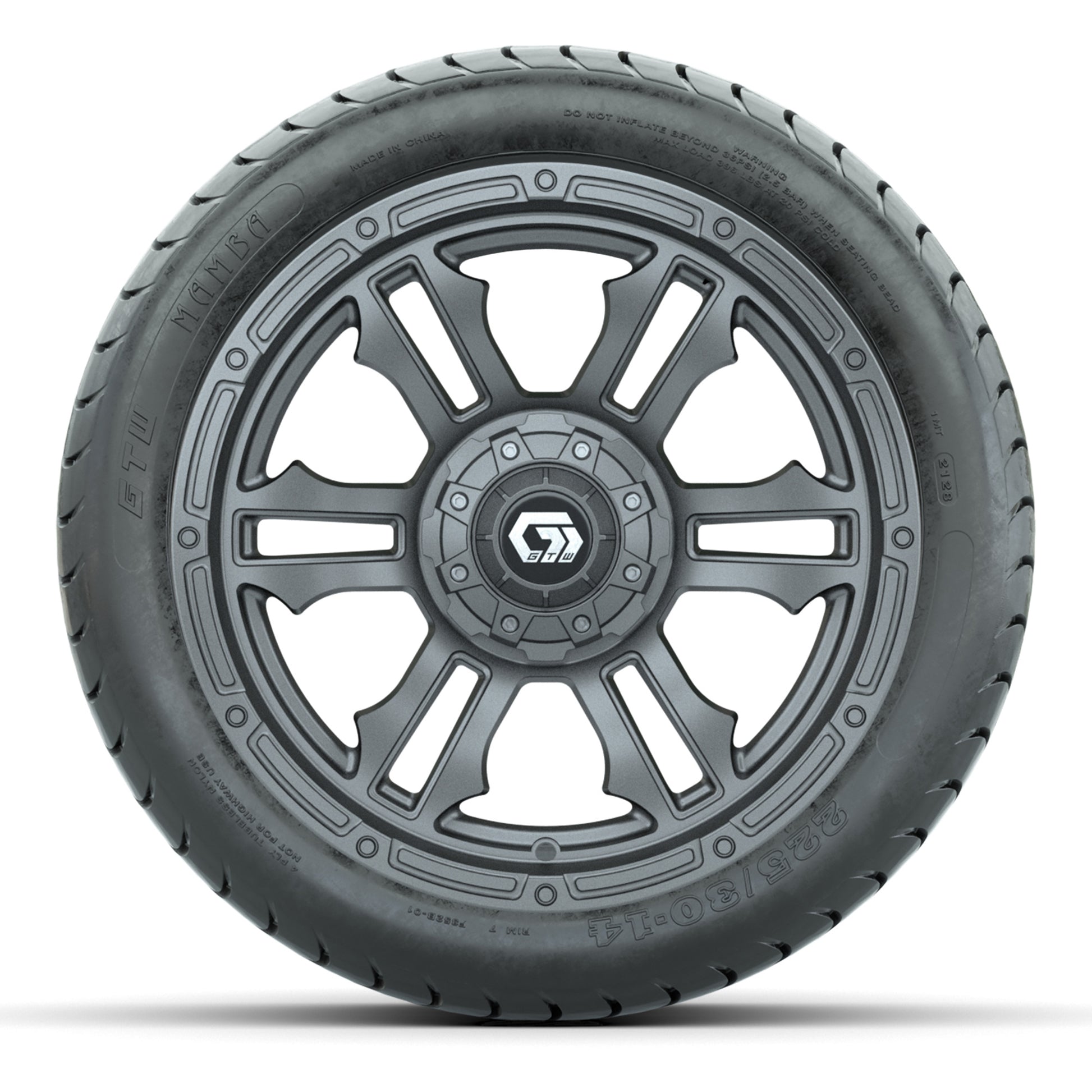 GTW Shogun Gunmetal 14 in Wheels with 225/30-14 Mamba Street Tires – Full Set