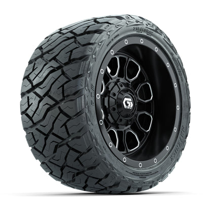 GTW Volt Black/Machined 12 in Wheels with 215/40-R12 Maverick Low-Profile All-Terrain Tires – Full Set