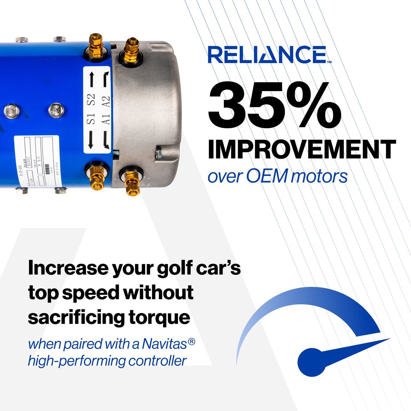 Reliance EZGO Series 36/48V 19 Spline High Speed Motor