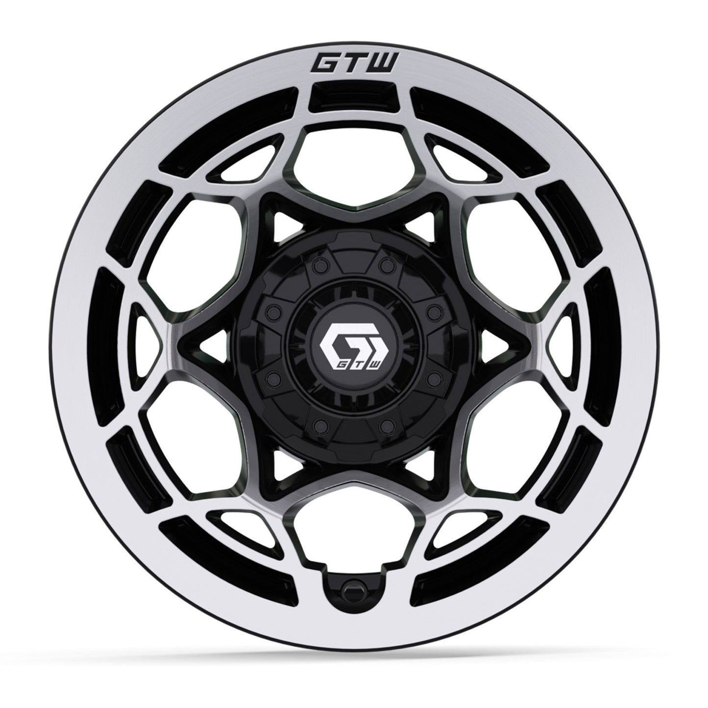 12″ GTW® Nexus Gloss Black with Silver Face Wheel