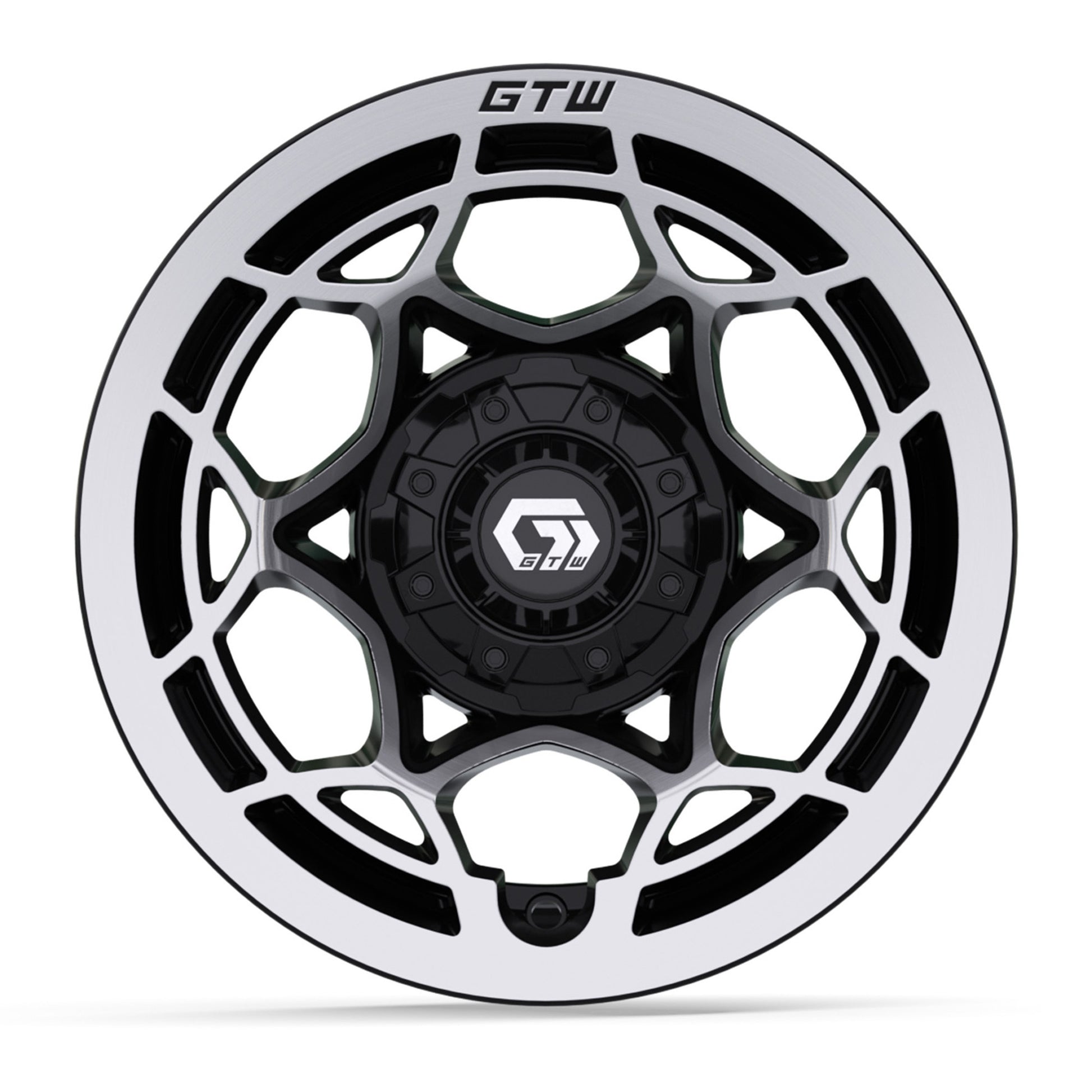 12″ GTW® Nexus Gloss Black with Silver Face Wheel