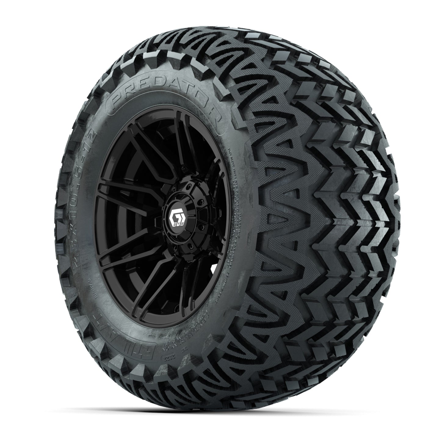GTW® Stealth Gloss Black 12 in Wheels with 23X10.5-12 Predator All-Terrain Tires – Full Set