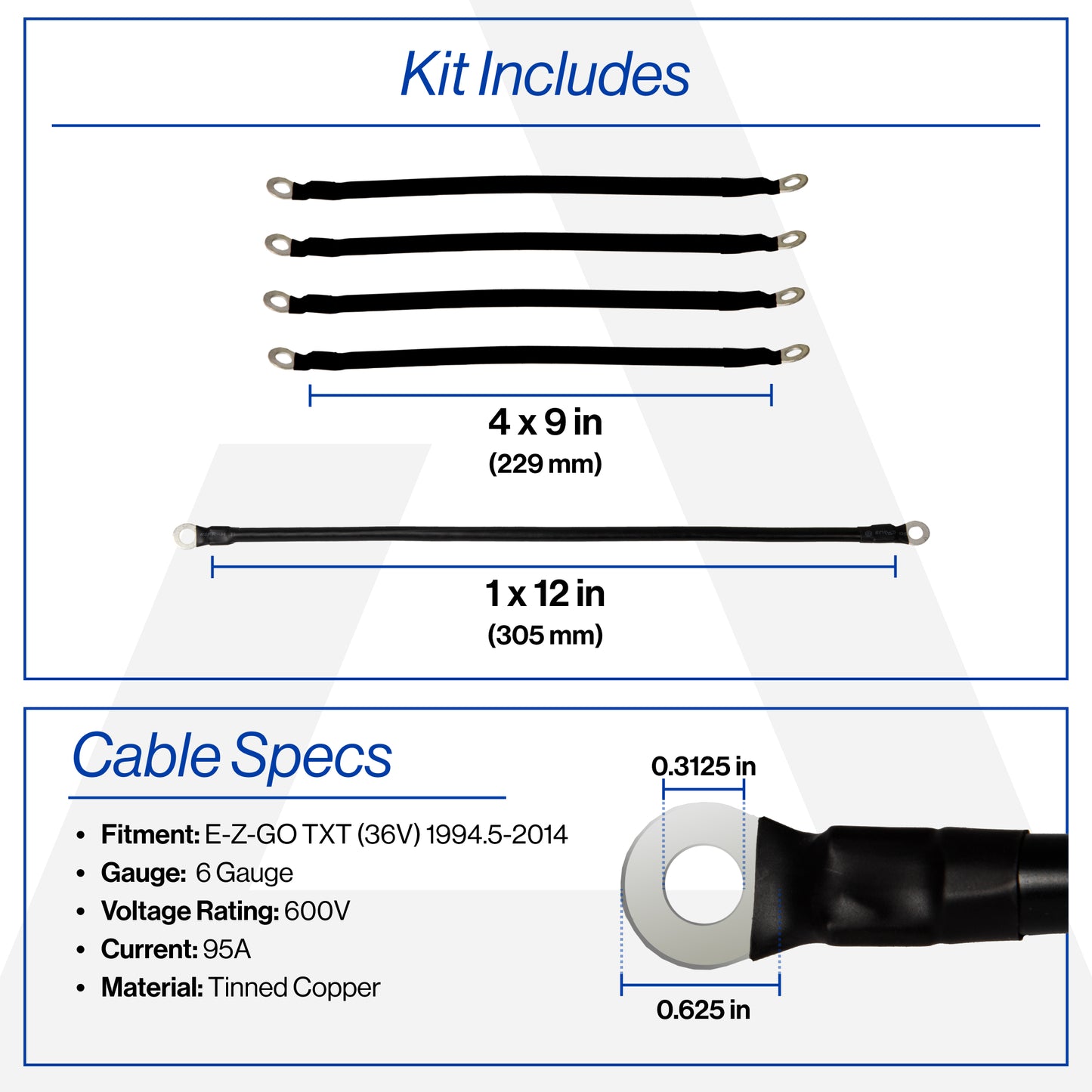 EZGO TXT 6-Gauge Battery Cable Set (Years 1994.5-2014)