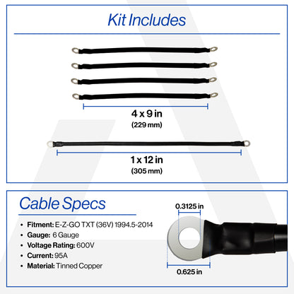 EZGO TXT 6-Gauge Battery Cable Set (Years 1994.5-2014)