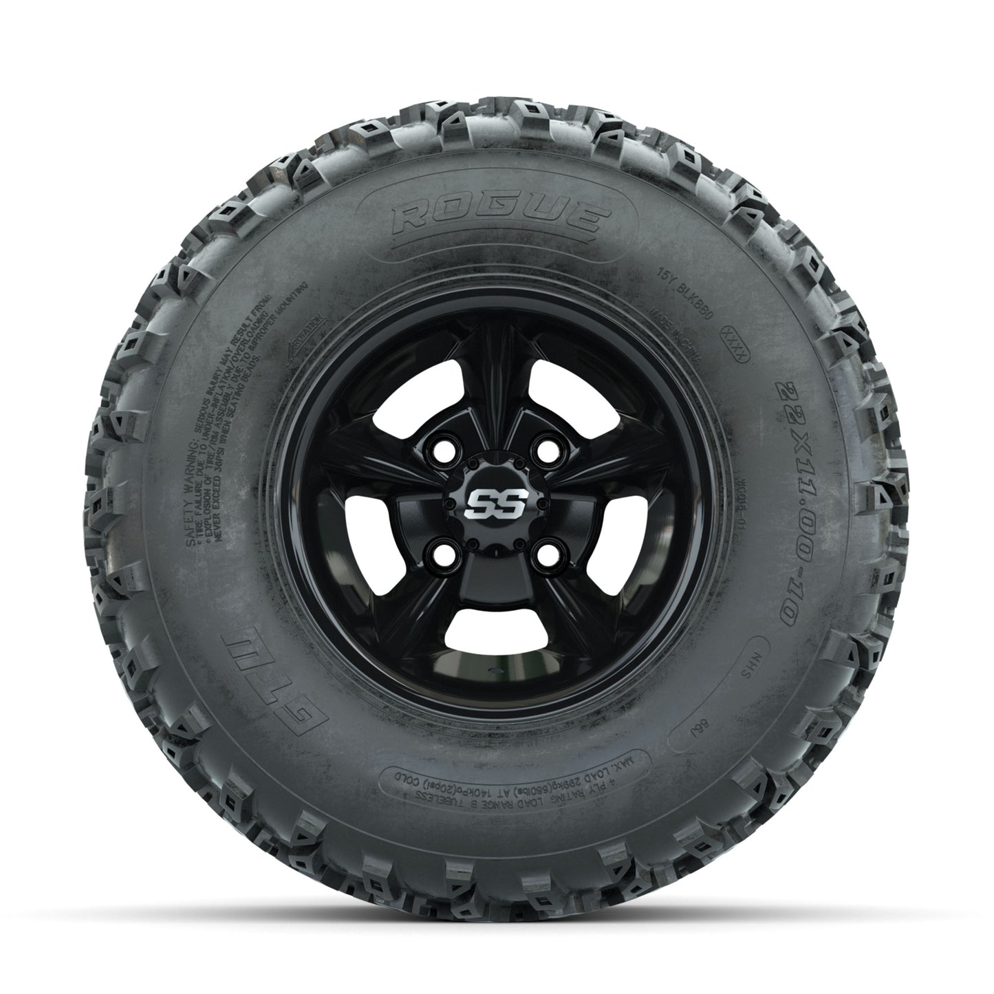 GTW Godfather Black 10 in Wheels with 22x11.00-10 Rogue All Terrain Tires – Full Set