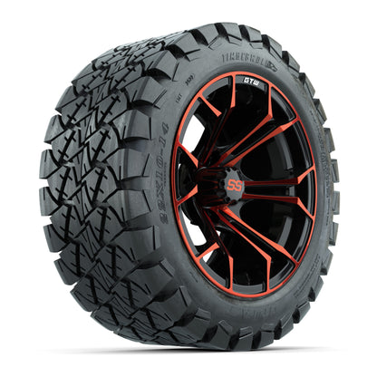 GTW Spyder Red/Black 14 in Wheels with 22x10-14 GTW Timberwolf All-Terrain Tires – Full Set
