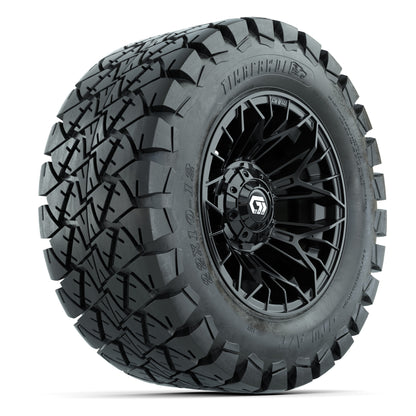 GTW® Stellar Black 12 in Wheels with 22X10-12 Timberwolf All-Terrain Tires – Full Set