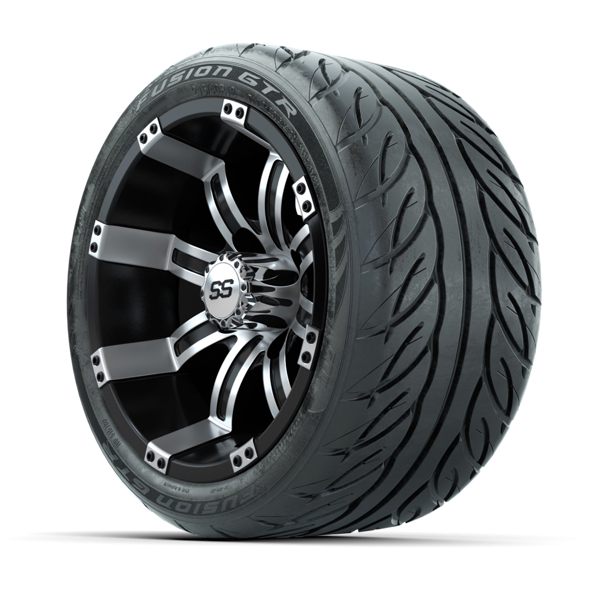 12” GTW Tempest Black/Machined Wheels with Fusion GTR Street Tires – Set of 4